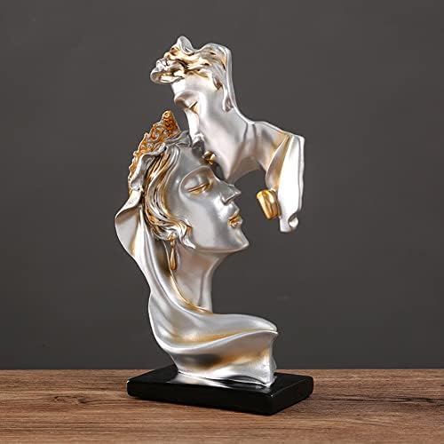 Couples Kiss Abstract Art Resin Sculpture Grey