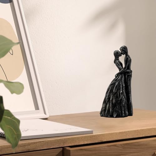 Prettidecor Kissing Love Couple Statue Black Figurine
