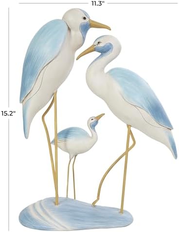 Deco 79 Polystone Bird Statue with Yellow Accents