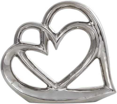 Deco 79 Silver Ceramic Heart Sculpture Abstract Modern Decor