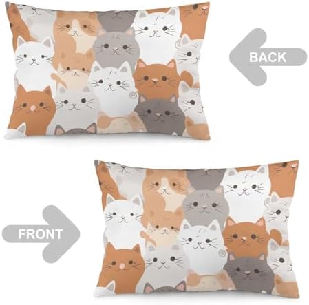 Orange Cats Pillowcase with Zipper Breathable Cooling Throw Cover