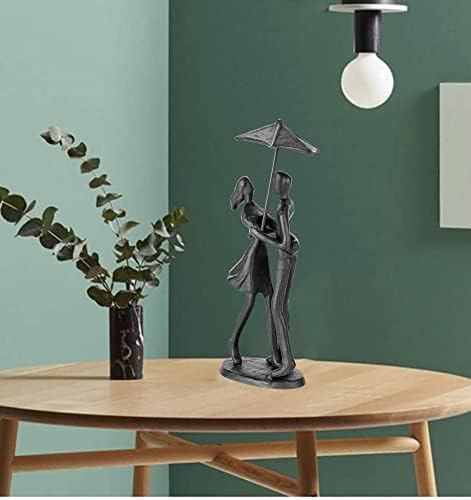 Loving Couple Under Umbrella Bronze Sculpture