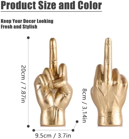 Gold Middle Finger Sculpture Elegant Home Decor Accent