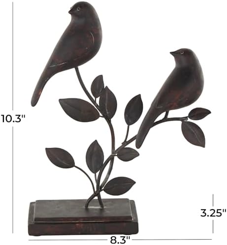 Deco 79 Black Polystone Bird Statue with Leaf Vines