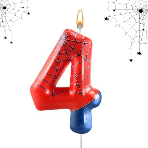 AXBMM Spider Themed Birthday Candle Number 4