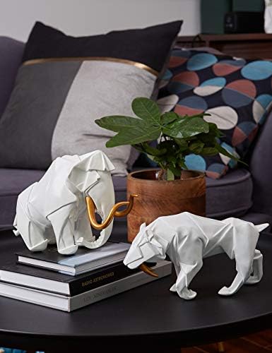 HAUCOZE Dinosaur Mammoth Statue 83inch White Polyresin Decor