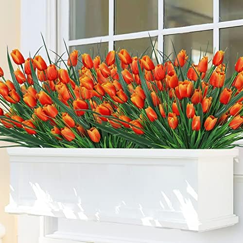 ASTNIC 8 Bundles Artificial Tulips for Outdoor Decor