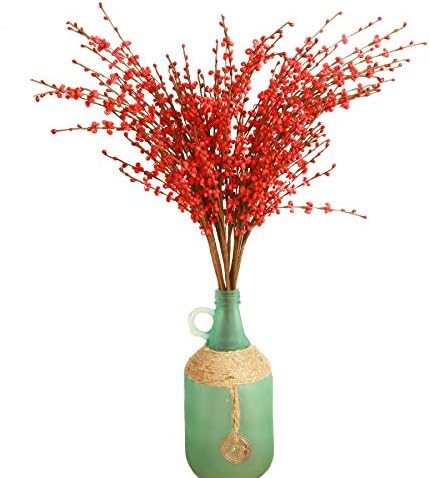 Artificial Winter Jasmine Flowers 10pcs Red 26 Long Stem
