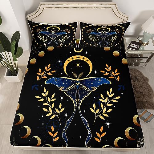 Castle Fairy Gothic Moth Queen Sheet Set with Pillowcases