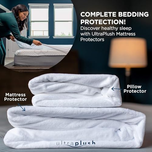 UltraBlock Ultra Plush Pillow Protector Set of 2 - Waterproof and Feather Proof