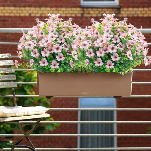 NOV FIRE Artificial Flowers 20 Bundles UV Resistant Pink Decor