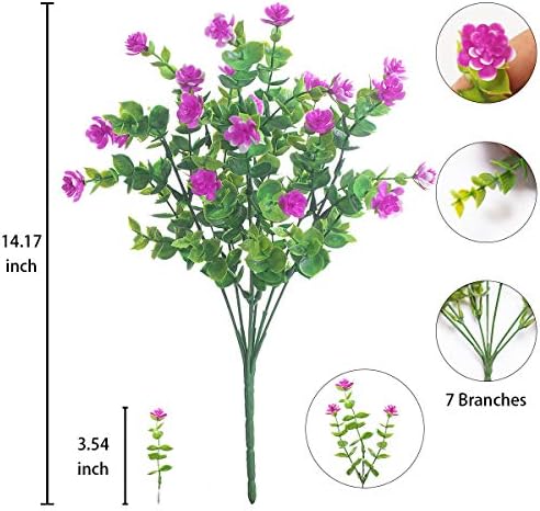 HDZWBNFY Artificial Flowers 12 Bunches UV Resistant Lilac
