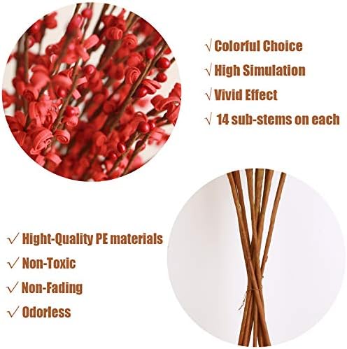 Artificial Winter Jasmine Flowers 10pcs Red 26 Long Stem