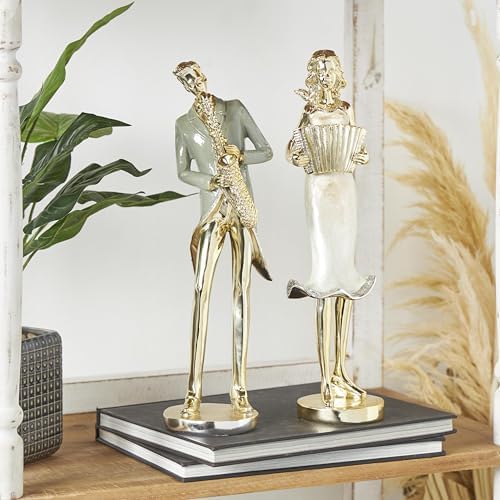 Deco 79 Resin Musician Statues Set of 2 4 x 14 Gold