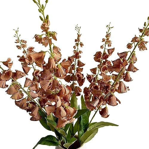 6pcs Artificial Lily of the Valley Flower Bouquet Brown