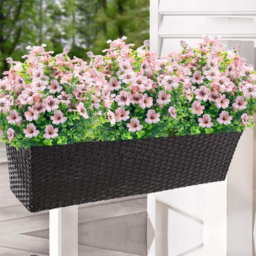 NOV FIRE Artificial Flowers 20 Bundles UV Resistant Pink Decor
