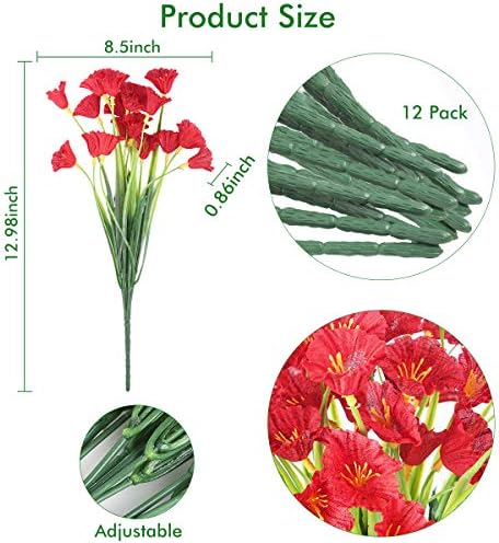 ZEOSTARO Artificial Flowers 12 Bundles Deep Red