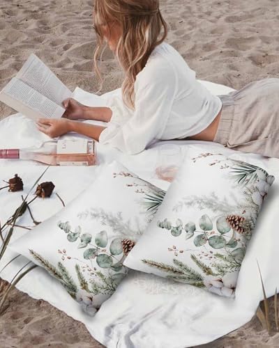Waterproof Pillow Protector 2 Pack with Zipper and Pine Cone Pattern