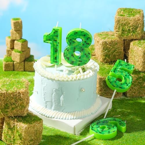PHD CAKE 276 Inch Pixel 8 Birthday Candles Green