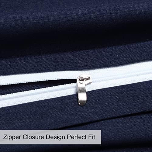 uxcell Zipper Microfiber Pillowcases Set Queen 20x30 Navy