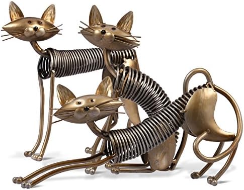 Tooarts Handmade Metal Sculpture Cat Spring Decor