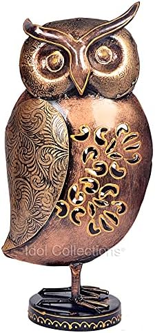 AONA Metal Owl Showpiece Home Decor 14 Inch Tall