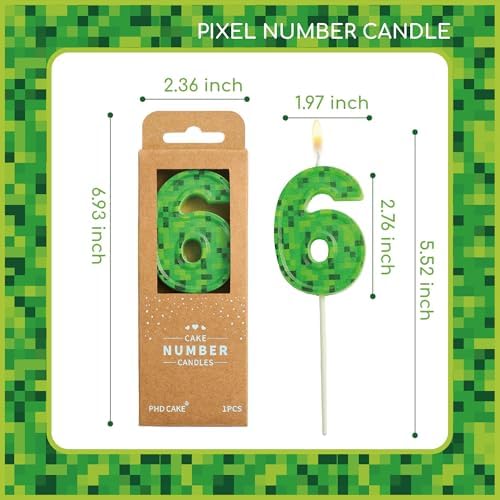 PHD CAKE 276 Inch Number 6 Pixel Birthday Candle