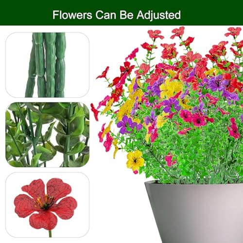 12 Bundles UV Resistant Artificial Daisy Eucalyptus Flowers