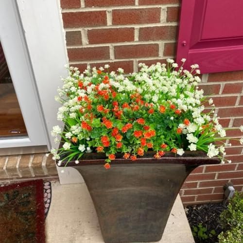 KLUFO 12Pcs Artificial Flowers Outdoor Decor Set