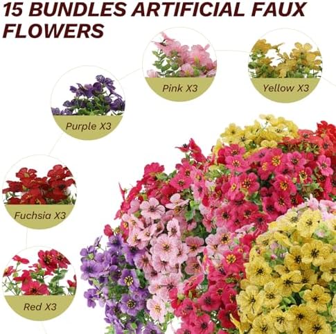 Artificial Silk Daisy Set 15PCS for Outdoor Decor