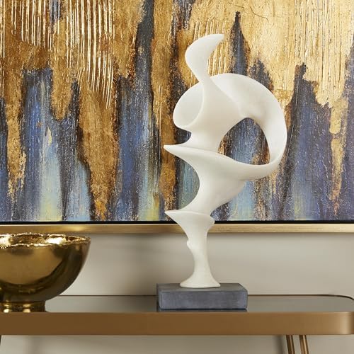 Deco 79 Polystone Abstract Sculpture with Black Base