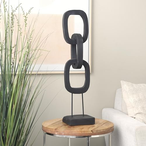 Deco 79 Teak Wood Chain Decorative Statue with Stand