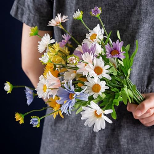 8 Bundles Artificial Silk Daisy Flowers Purple
