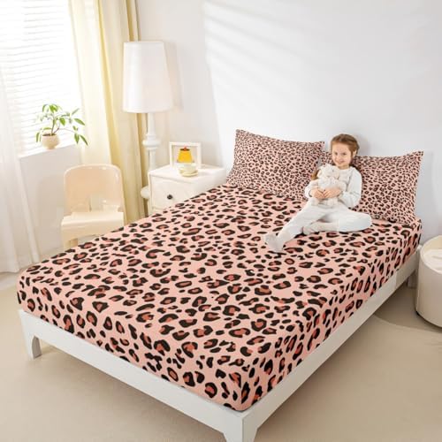 Castle Fairy Leopard Print Twin Fitted Sheet Set 1