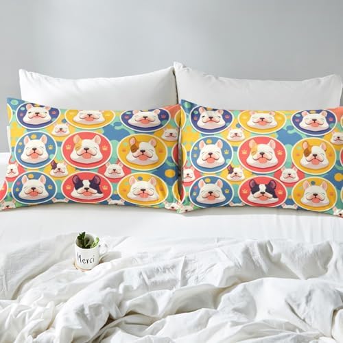 Castle Fairy Cute Dogs Fitted Sheet Twin Size with Pillowcase