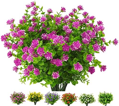 HDZWBNFY Artificial Flowers 12 Bunches UV Resistant Lilac