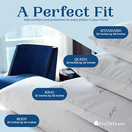 FeelAtHome Bamboo Cooling Pillow Covers - 20x36 Inches Pack of 4