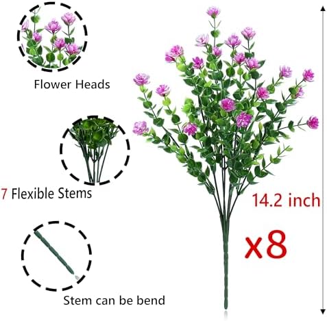 SITUMEIZI 8-Piece Artificial Flowers Set UV Resistant