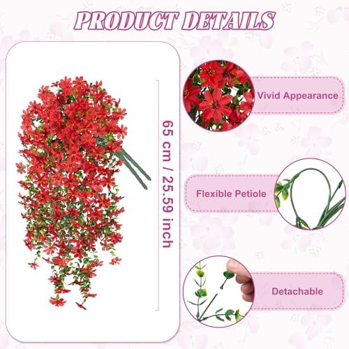 Red Hanging Artificial Flowers for Outdoor Spring Decoration