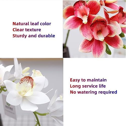 XZJMY 3D Fake Orchid Flowers Dark Pink 2PCS