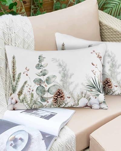 Waterproof Pillow Protector 2 Pack with Zipper and Pine Cone Pattern