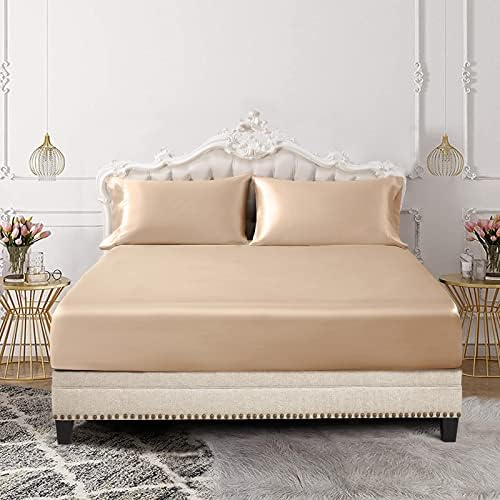 SiinvdaBZX 3-Piece Satin Bedding Set