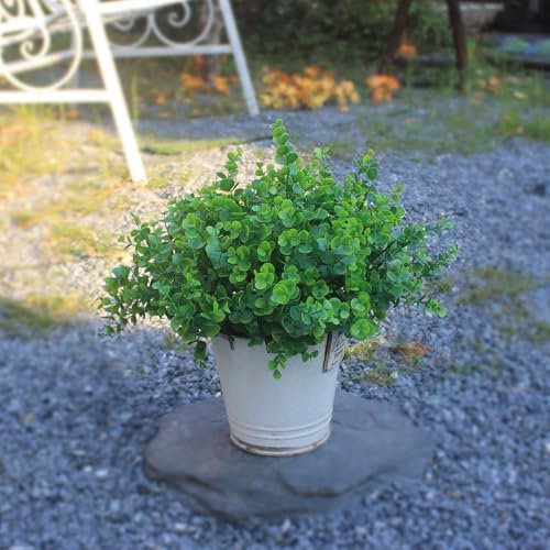 HIFORESTAR Outdoor Artificial Eucalyptus Plants 8 Bundles