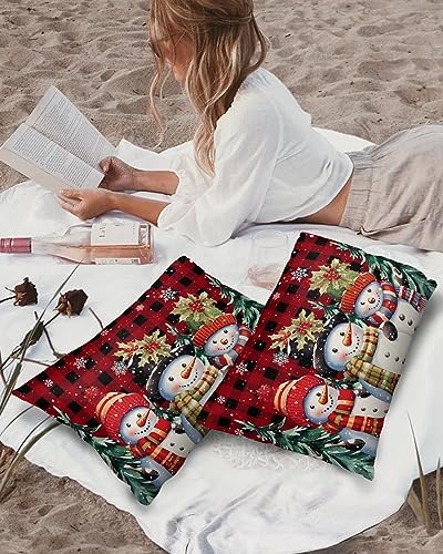 Waterproof Pillow Protector 2 Pack - Snowman Snowflake Plaid Christmas 12x20