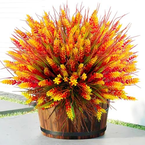 Thinktral 18 Pcs Artificial Fall Flowers UV Resistant