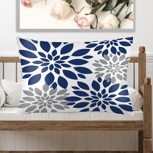 Blue Dahlia Flower Pillowcase Queen Size 20x30 Inch