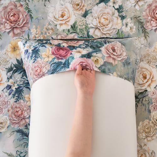 Huborise 100 Cotton Floral Pillowcases Set of 2 1929