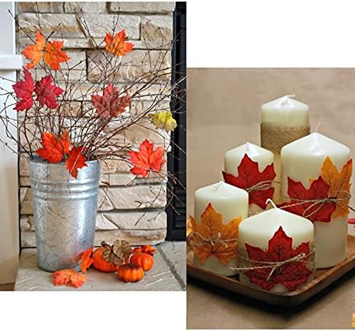 Uieke Artificial Maple Leaves 4 Pcs 100 pcs Fall Decor