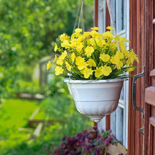 LANKAMO 8Pcs UV Resistant Artificial Flowers Yellow