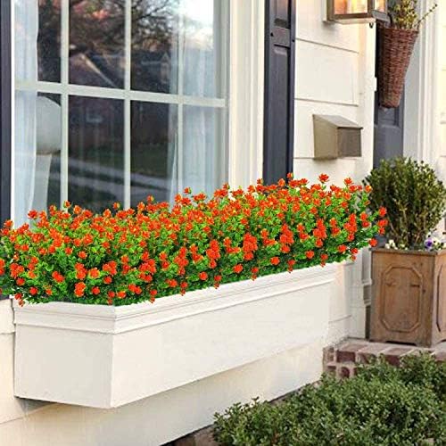 ZWYOQI 8pcs Artificial Orange Flowers UV Resistant Decor
